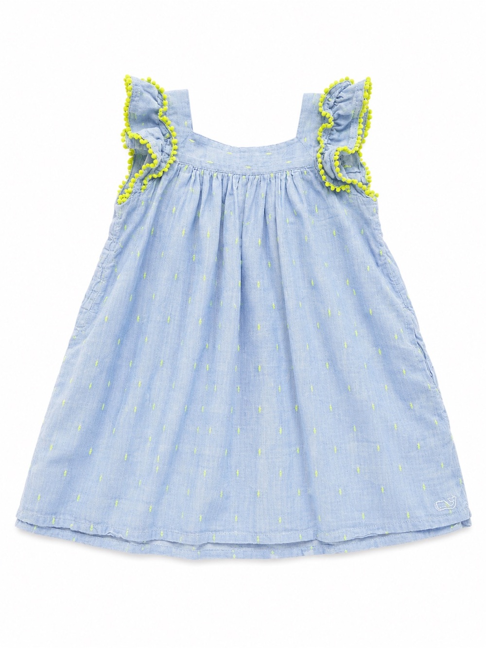 Vineyard Vines Light Blue Dress with Neon Yellow Trim